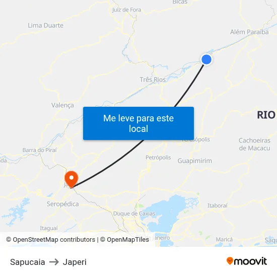 Sapucaia to Japeri map