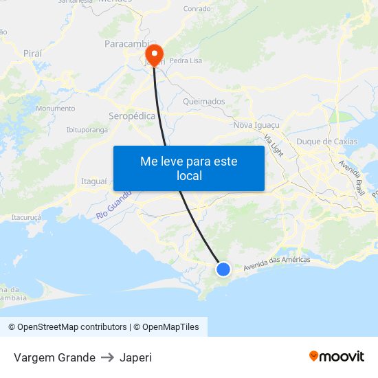 Vargem Grande to Japeri map