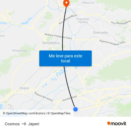 Cosmos to Japeri map