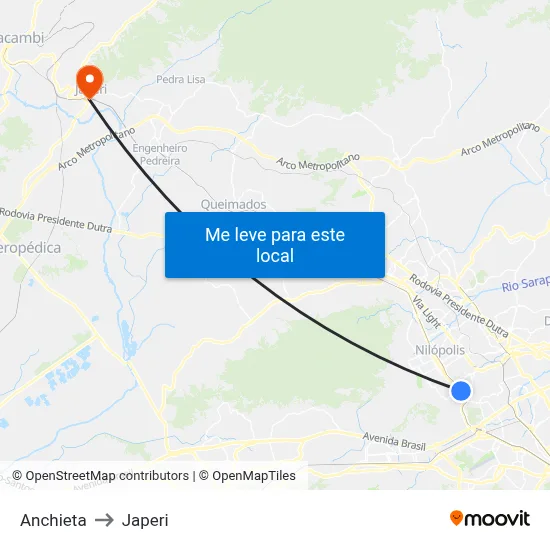Anchieta to Japeri map