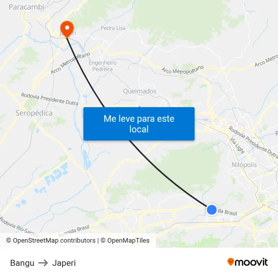 Bangu to Japeri map
