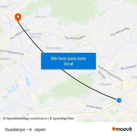 Guadalupe to Japeri map