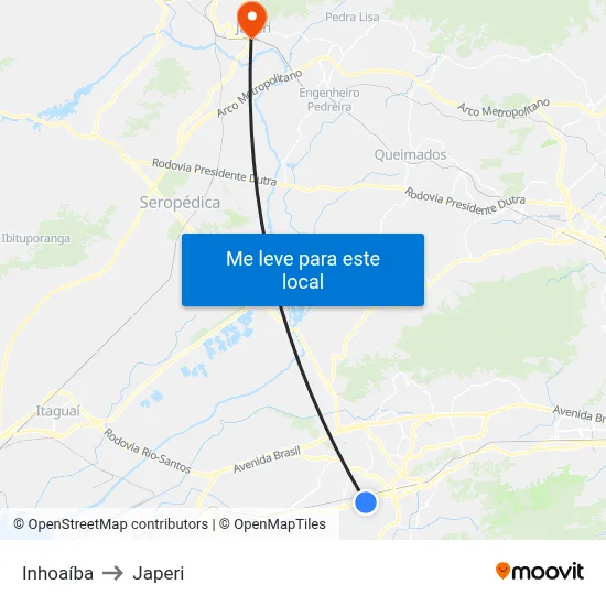 Inhoaíba to Japeri map