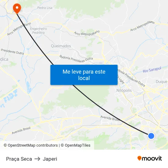 Praça Seca to Japeri map