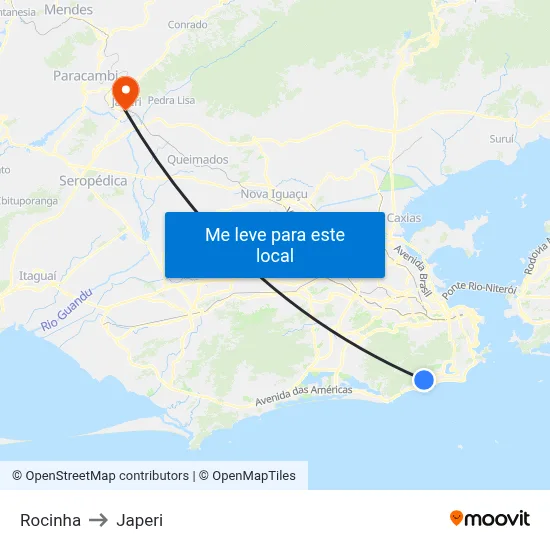 Rocinha to Japeri map