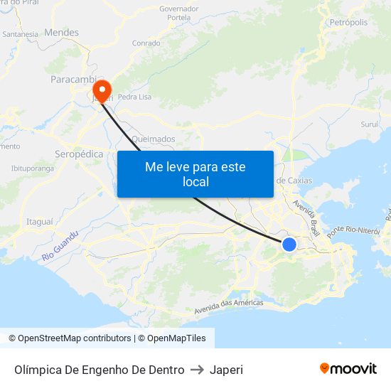 Olímpica De Engenho De Dentro to Japeri map