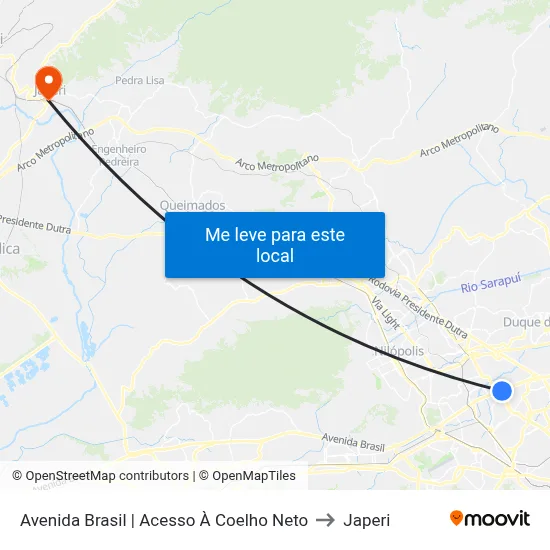 Avenida Brasil | Acesso À Coelho Neto to Japeri map