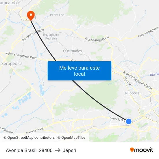 Avenida Brasil, 28400 to Japeri map