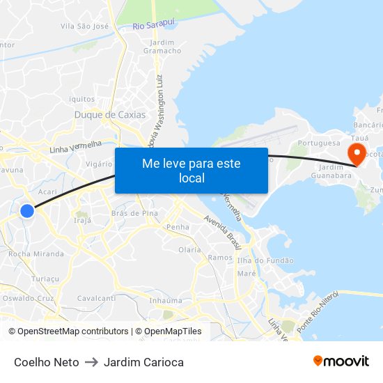 Coelho Neto to Jardim Carioca map