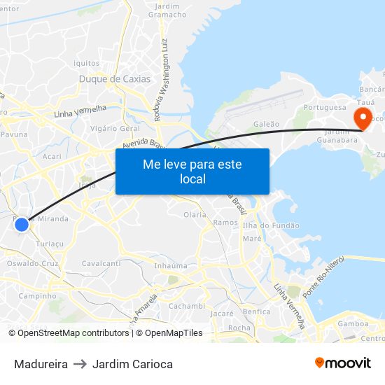 Madureira to Jardim Carioca map