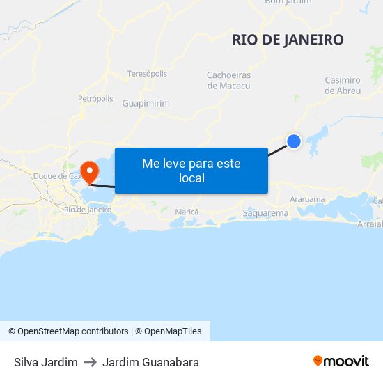 Silva Jardim to Jardim Guanabara map