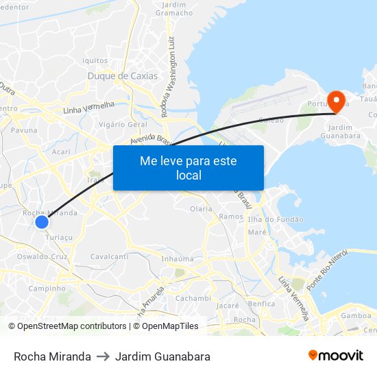 Rocha Miranda to Jardim Guanabara map