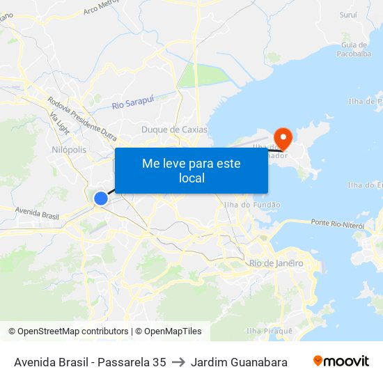 Avenida Brasil - Passarela 35 to Jardim Guanabara map