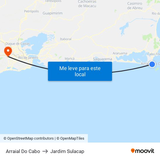 Arraial Do Cabo to Jardim Sulacap map