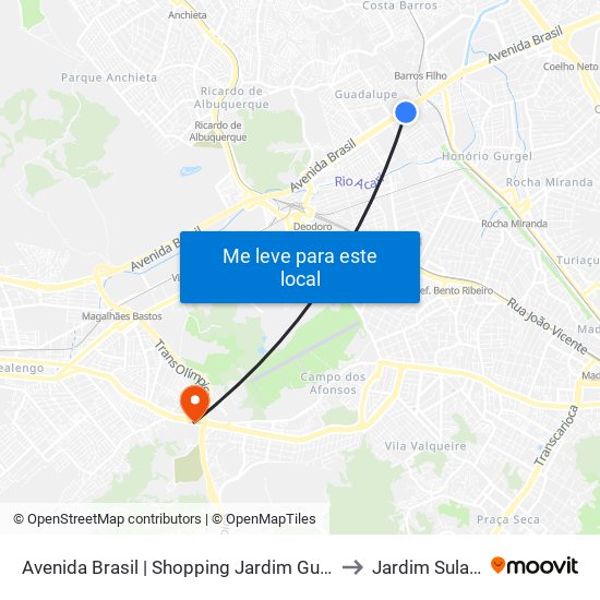 Avenida Brasil | Shopping Jardim Guadalupe to Jardim Sulacap map