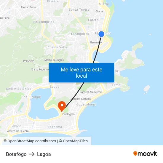 Botafogo to Lagoa map