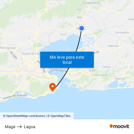 Magé to Lagoa map