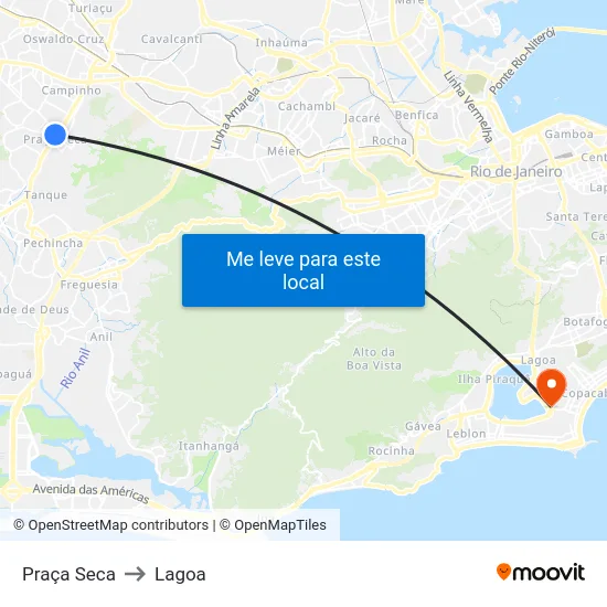 Praça Seca to Lagoa map