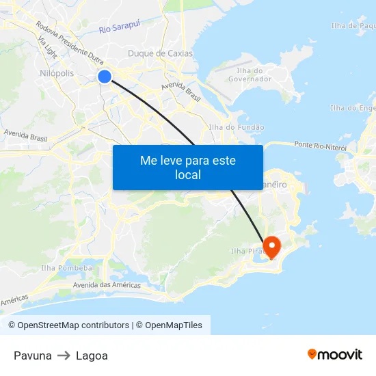 Pavuna to Lagoa map