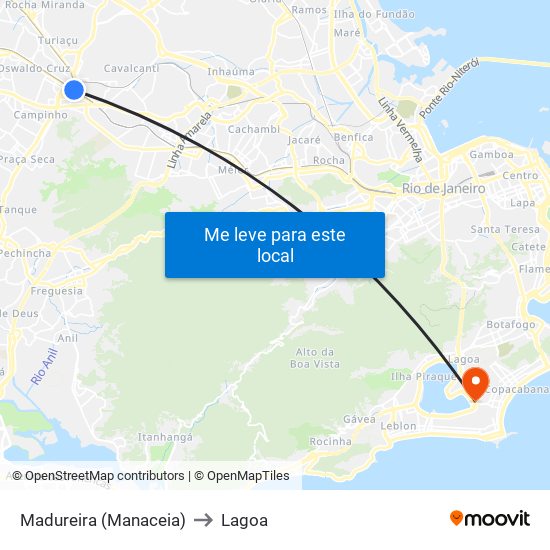 Madureira (Manaceia) to Lagoa map