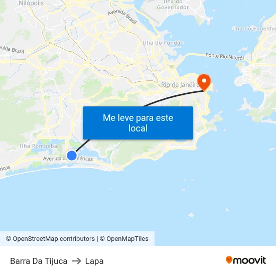 Barra Da Tijuca to Lapa map