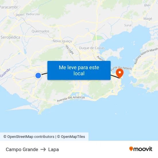 Campo Grande to Lapa map