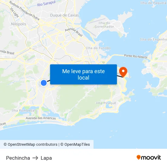 Pechincha to Lapa map