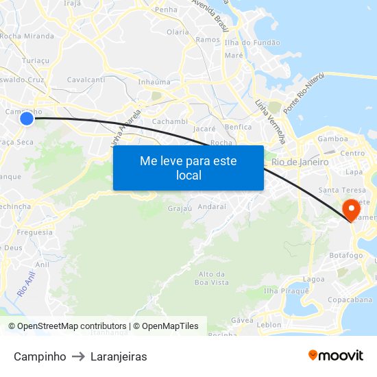 Campinho to Laranjeiras map
