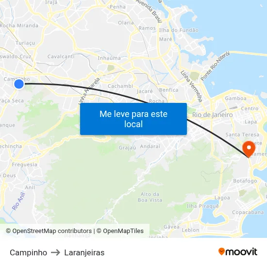 Campinho to Laranjeiras map