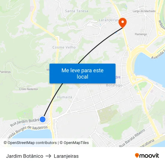 Jardim Botânico to Laranjeiras map