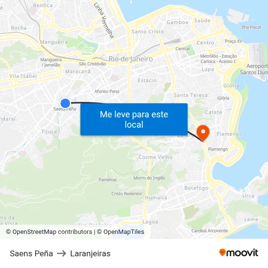 Saens Peña to Laranjeiras map