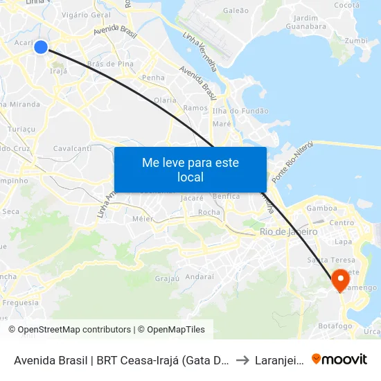 Avenida Brasil | BRT Ceasa-Irajá (Gata De Irajá) to Laranjeiras map