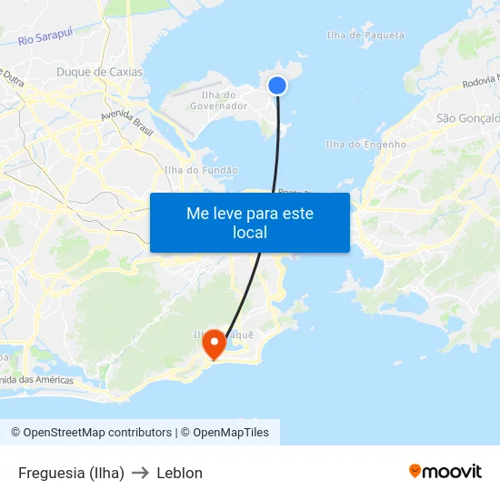 Freguesia (Ilha) to Leblon map