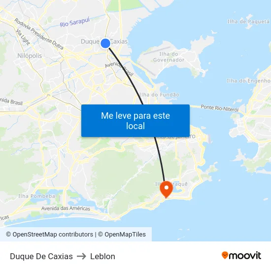Duque De Caxias to Leblon map