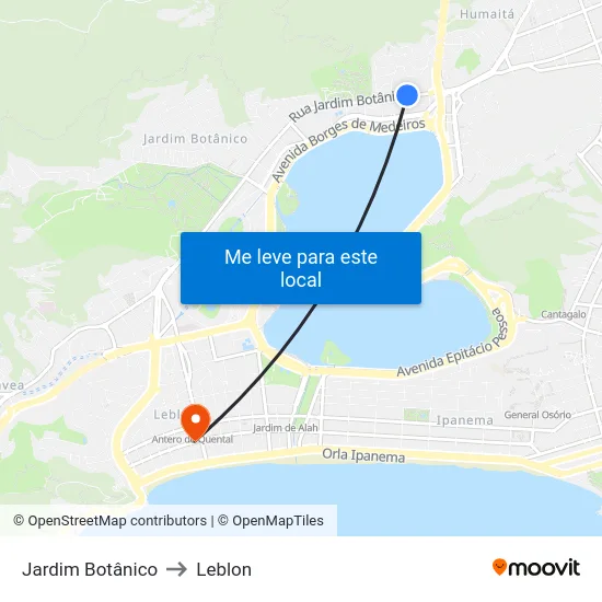 Jardim Botânico to Leblon map