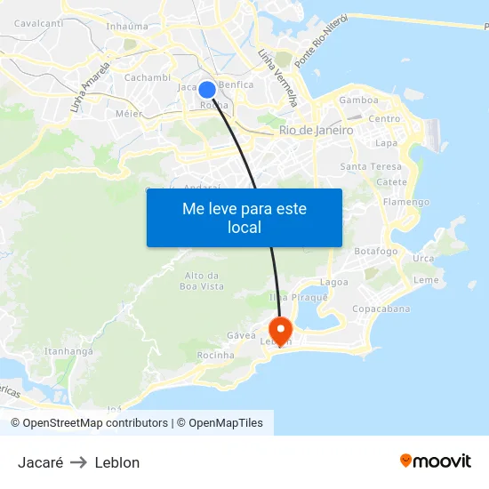 Jacaré to Leblon map