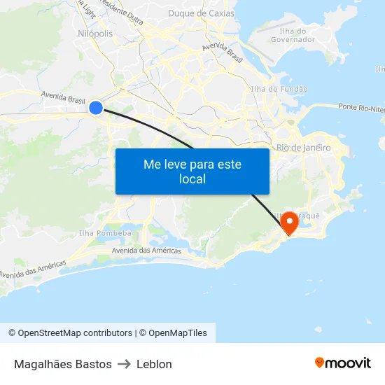 Magalhães Bastos to Leblon map