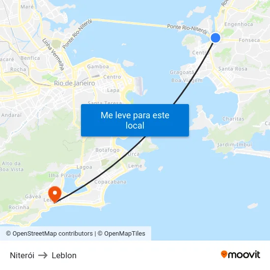 Niterói to Leblon map