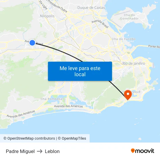 Padre Miguel to Leblon map