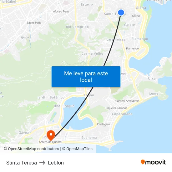 Santa Teresa to Leblon map