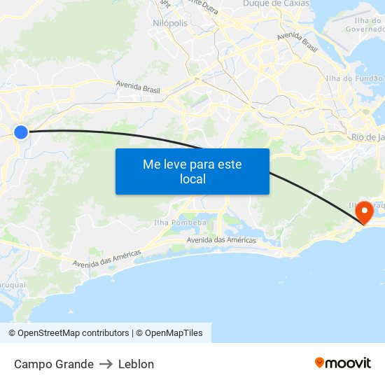 Campo Grande to Leblon map