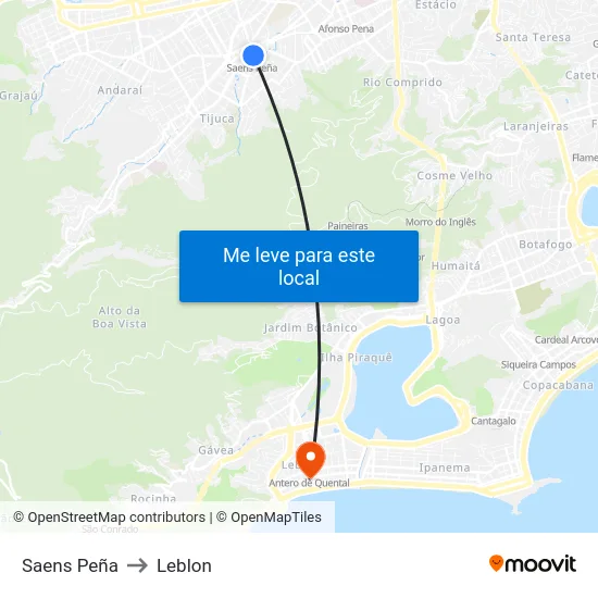 Saens Peña to Leblon map