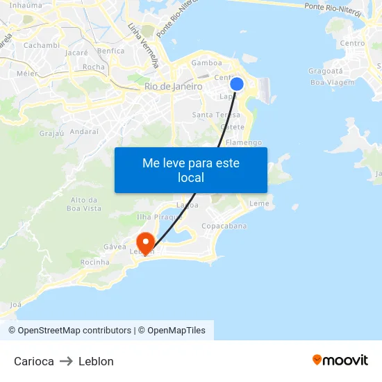 Carioca to Leblon map