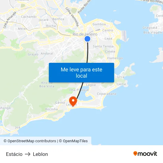 Estácio to Leblon map