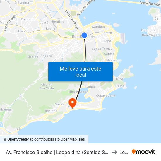 Av. Francisco Bicalho | Leopoldina (Sentido São Cristóvão / Rodoviária) to Leblon map