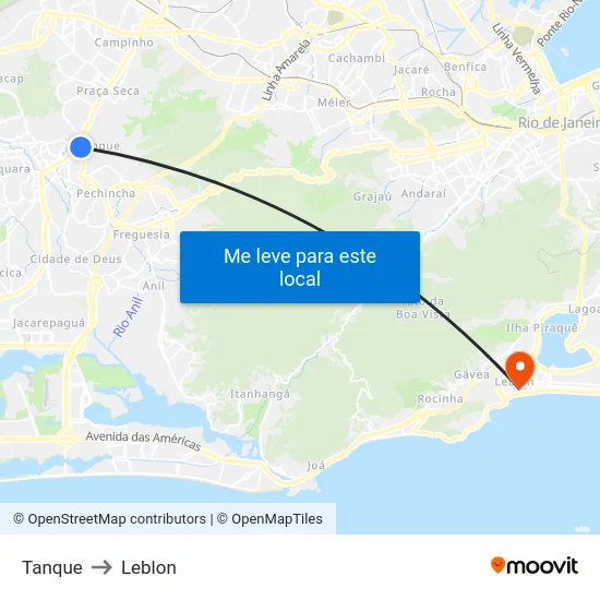 Tanque to Leblon map
