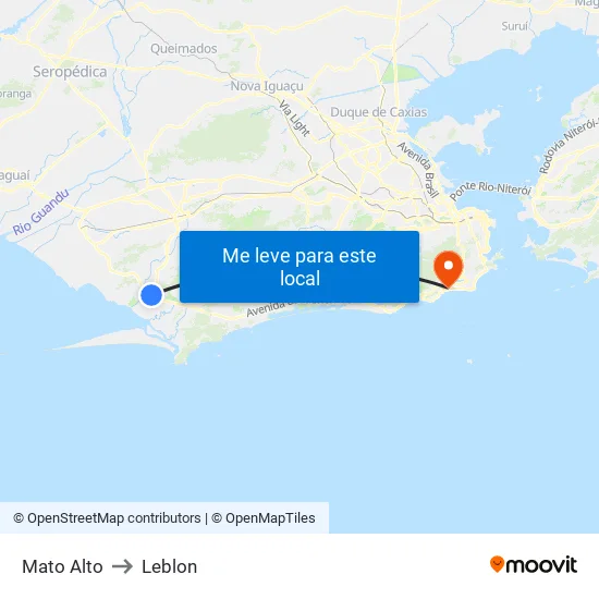 Mato Alto to Leblon map