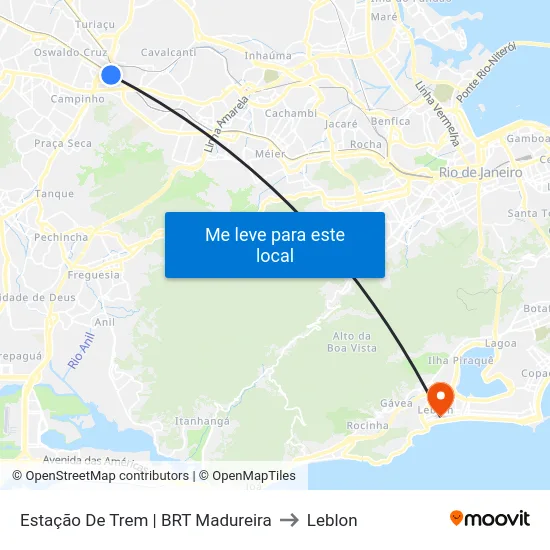 Estação De Trem | BRT Madureira to Leblon map