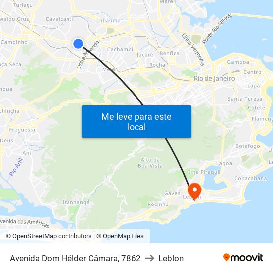 Avenida Dom Hélder Câmara, 7862 to Leblon map
