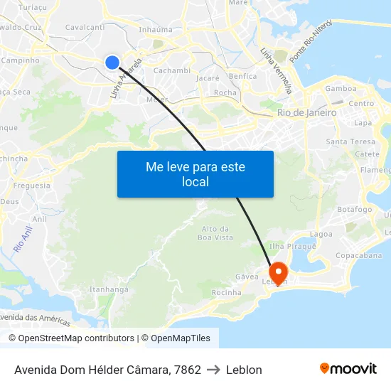 Avenida Dom Hélder Câmara, 7862 to Leblon map